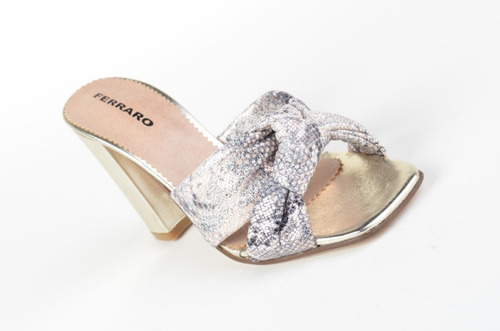 Imagen 7 de 10 de Zuecos Sandalias Taco Alto De Mujer De Cuero Knot - Ferraro