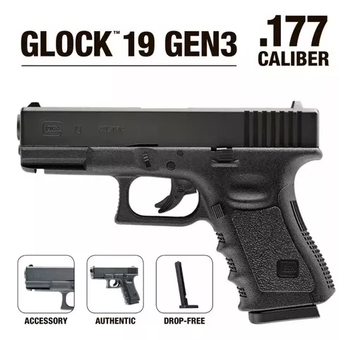 Pistola CO2 Tactica Glock 19 Balin De Acero Cal. 4.5 mm