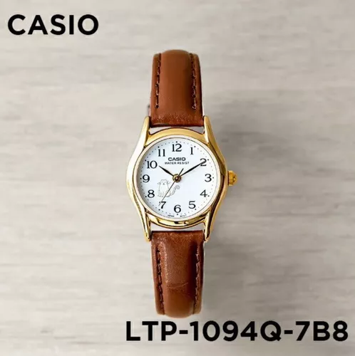 Reloj Casio Ltp1094 7b8 Mujer Correa Piel Marrón Full