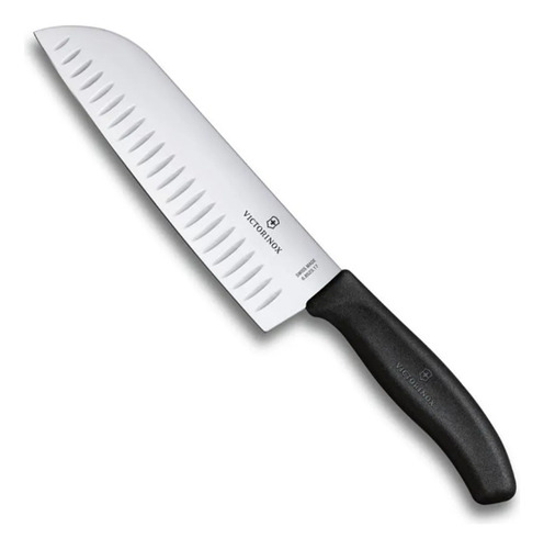 Faca Victorinox Santoku Swiss Classic com sulcos 17cm Preta