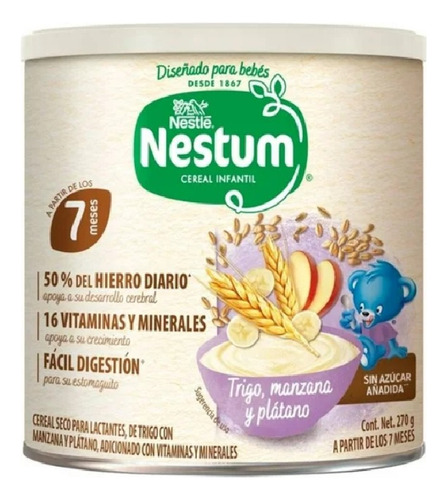 Nestum Trigo, Manzana Y Platano +7 Meses 1 Lata 270g