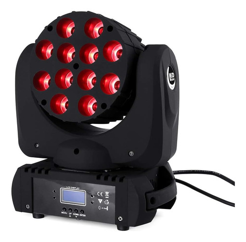 Luz De Cabeza Móvil De Lavado De Haz Led 12x12w Rgbw 4...