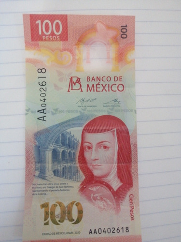 Billete De 100 Pesos De Sor Juana, Serie Aa0402618