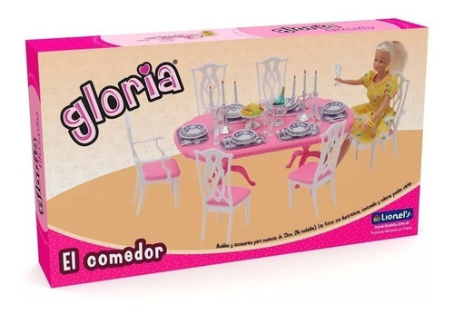Comedor Gloria Para Barbie Con Platos Vasos Y Cubiertos
