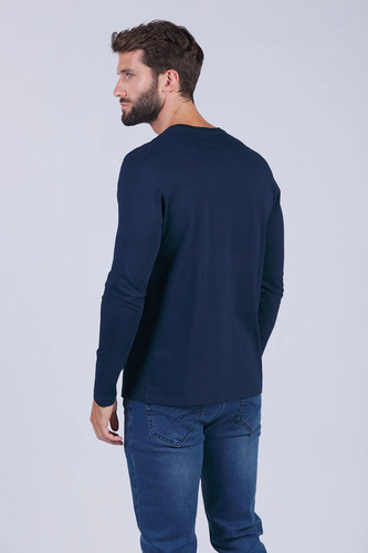Remera Cuello Mao Con Botones Manga Larga Oxford Polo Club