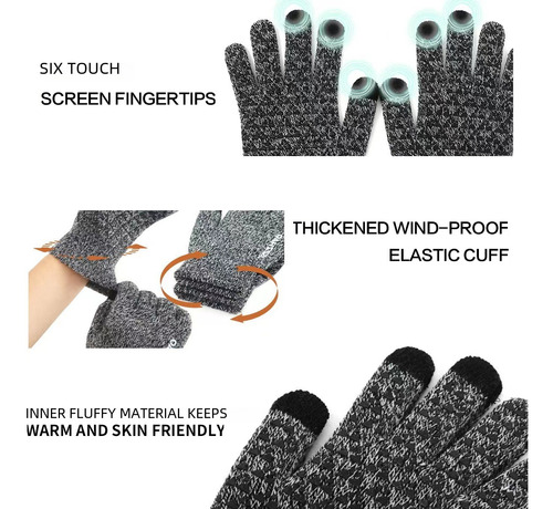 Guantes De Forro Polar Cálidos De Punto Grueso Para Invierno