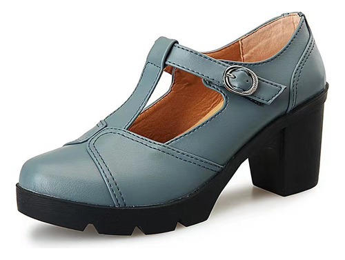 Zapatos De Tacón De Mujer Con Suela Gruesa - 7cm