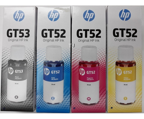 Combo Botella Tinta Hp Gt53 Negra + Gt52 Colores Original