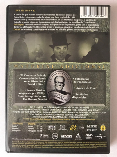 Dracula Dvd Original Universal Studios Bela Lugosi Vampiro (Usado)