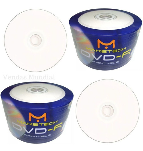 150 Midia Dvd-r Virgem Maketech Print Branco Até O Miolo 16x 4.7gb 120min Impressão Filmes Jogos De Ps2 Atacado