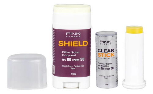 Proteção Solar Pink Cheeks Shield Fps60 + Clear Stick Fps70