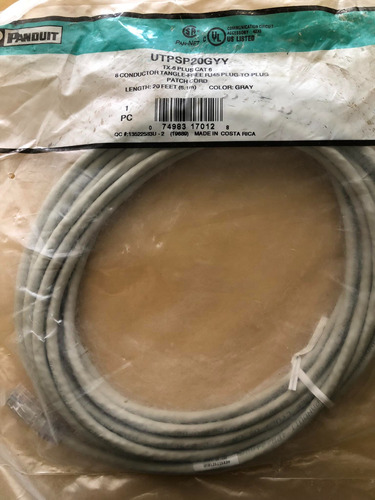 Patch Cord Panduit Cat6 Gris 20ft Nuevo 