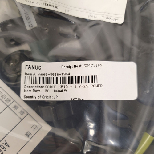 Fanuc A660-8016-t964 K512 6-axis Power Cable For Fanuc R Bbx