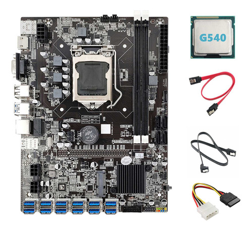 Placa Base B75 12 Usb Btc Mining, Cpu G540, 2 Cables Sata Y