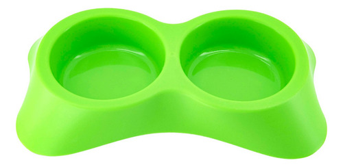 Plato Doble Comedero Para Perro Plastico Chico Mr Wuff Color Verde