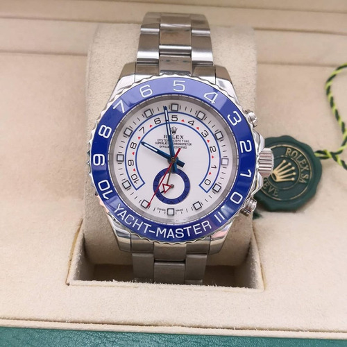 Reloj Rolex Yacht Master 2 con estuche y certificados, correa plateada