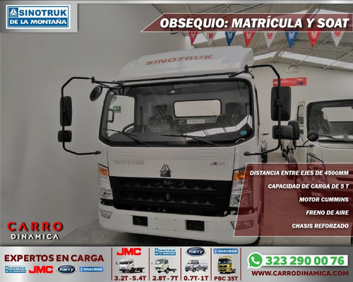 Camión Chasis Sinotruk Howo 5 Toneladas Motor Cummins
