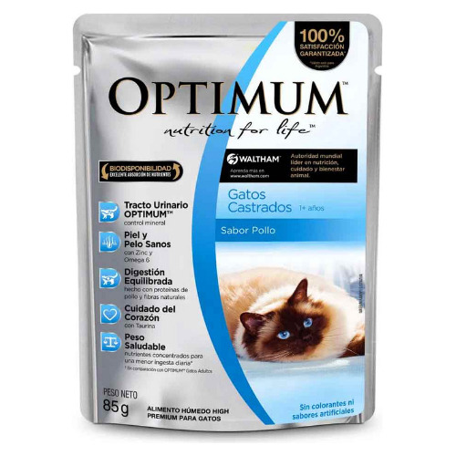 Optimun Pouch Caja X 12 Unidades De 85g Gatos Castrados 