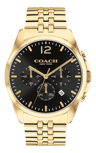 Reloj De Pulsera Hombre Coach 3 Esferas Negro Y Dorado