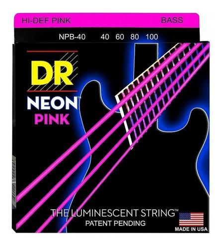 Encordado Para Bajo Dr K3 Neon Pink Npb-40
