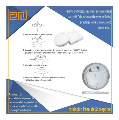 Panel Led 6w Sobreponer Luz Blanca Redondo Certificados