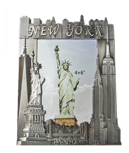 Souvenir York Metal Marco Peltre Estatua Libertad Empire Nyc