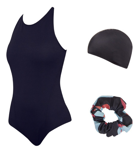 Malla Natacion Mujer Cloro Resistente Con Gorra Y Scrunchie