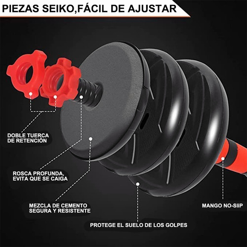 Juego De Ejercicios Con Mancuernas Ajustable 20 Kg Color Negro