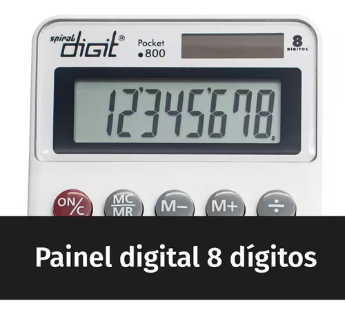 Calculadora De Mesa 8 Dígitos Cinza 800 Spiral Digit 1 Un
