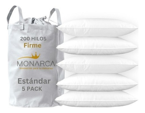 Almohada Hotelera Monarca 200 Hilos 5 Pack Firme Estándar Color Blanco