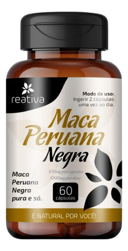 Maca Peruana Negra 100% Pura 500mg Por Capsula Premium Sabor Sem Sabor