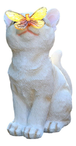 Estatua De Gato Para Jardín, Estatuilla De Resina Blanco