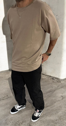 Remera Oversize 100% Algodon Peinado Cuello Rib Premium