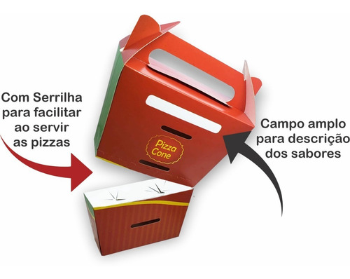 Caixa Embalagem Delivery 2 Pizza Cone 500un