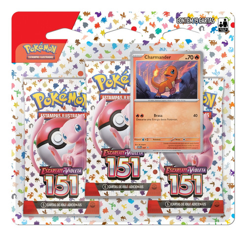 Pokémon Blister Triplo Escarlate Coleção 151 Charmander