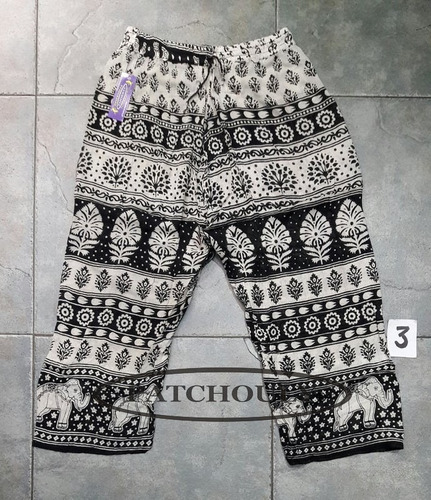 Imagen 4 de 5 de Pantalón Pescadora Hindú Elefantes 100% Algodón Artesanal T1