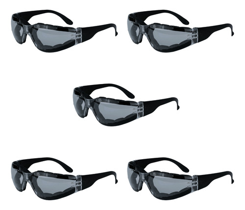 Kit 5 Óculos Proteção Segurança Epi Anti Embaçante Indústria Cor da lente Cinza
