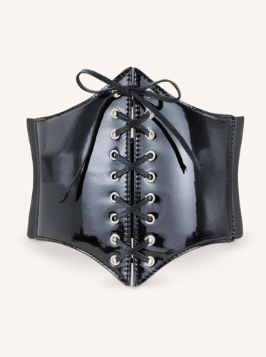 Cinturón, Corsé, Cinturilla Patente Con Cordón Negro. Goth