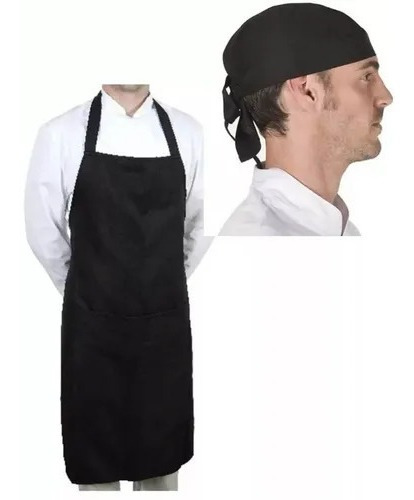 Delantal Y Gorro Para Chef Cocinero Barista Drill 