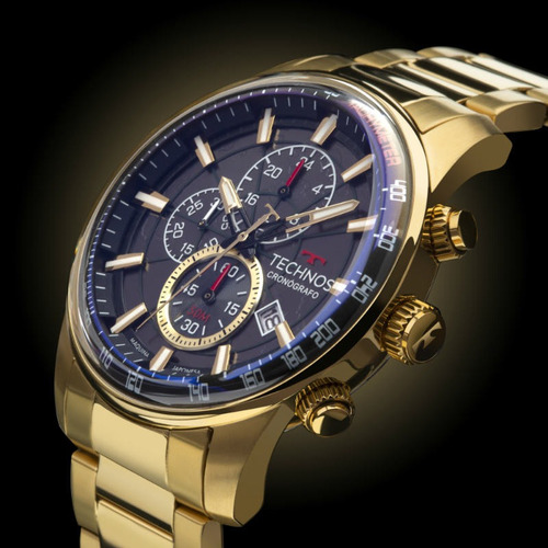 Relógio Masculino Technos Grandtech Dourado Original Nf