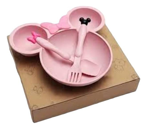 Set Plato Cubiertos Bambú Minnie Disney Bebé Eco-amigable