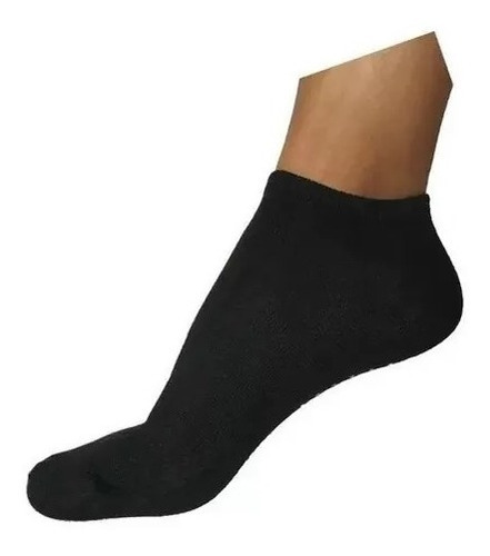 6 Pares Medias Tobilleras Negro Unicolor Para Hombre- Mujer 