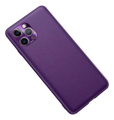Funda Para iPhone 12 Pro Max Cuadrada Violeta Cuero