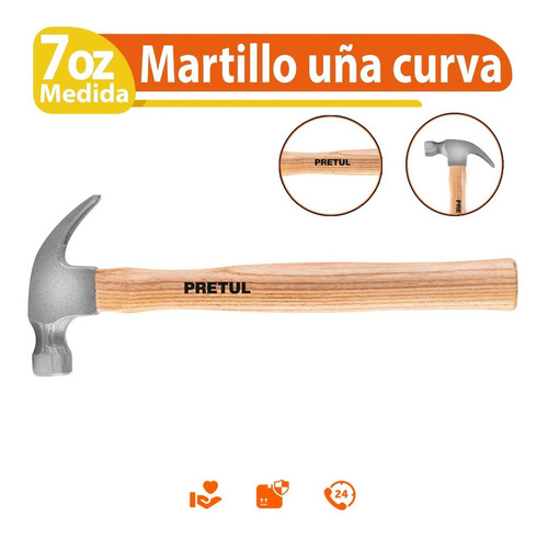 Martillo Uña Curva 7 Oz Pretul 25000