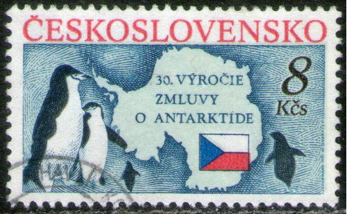 Checoslovaquia Sello Usado Antártida = Fauna Año 1991