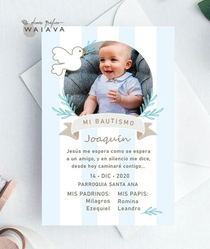 Imagen 4 de 10 de Estampitas Bautismo Tarjetas Estampas Con Foto Nenes X 3u
