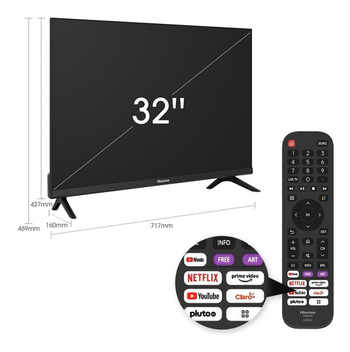 Imagen 3 de 8 de Smart Tv Led Hisense 32a42h Hd 32