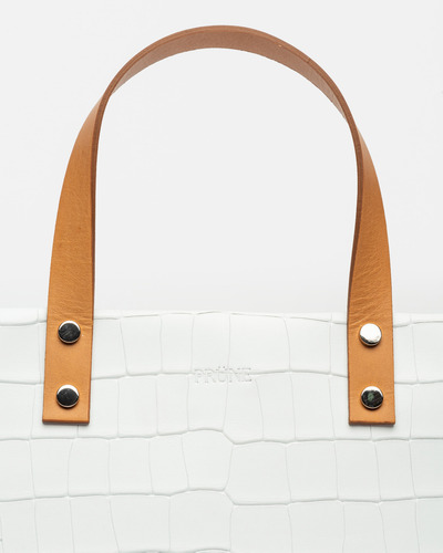 Prune Cartera Capri Cuero Croco!!! Blanco Lisa Níquel