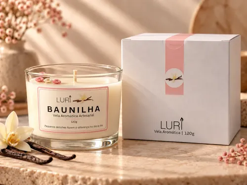 Vela Aromática Baunilha 120g Luri Artesanal Perfumada Branco Luri Baunilha 120 Ml