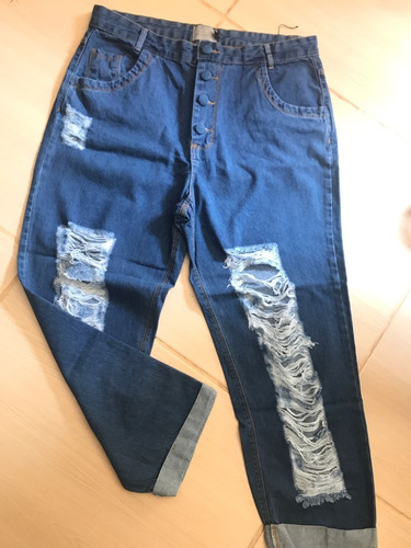 Imagem 2 de 2 de Calça Jeans Plus Size Moda Feminina Sem Lycra Moda Capri